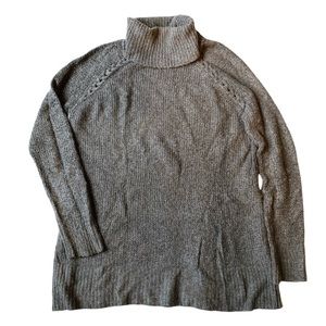 American Eagle AE Women's Gray Waffle Knit Tunic Turtleneck Sweater